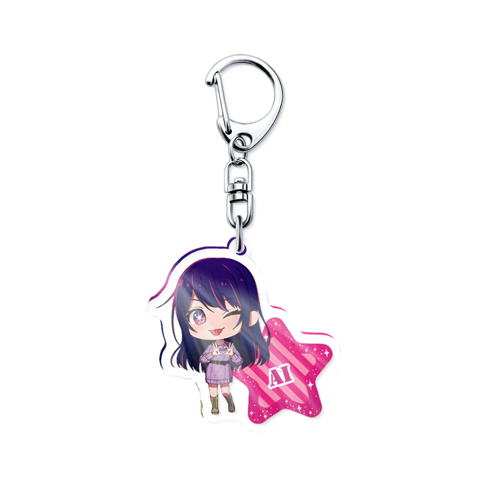 Anime New Kawaii Oshi No Ko  Keychain Hoshino Ai Akuamarin Rubii Sarina Gorou Figure Key Chain Double Side Acrylic Jewelry Gifts