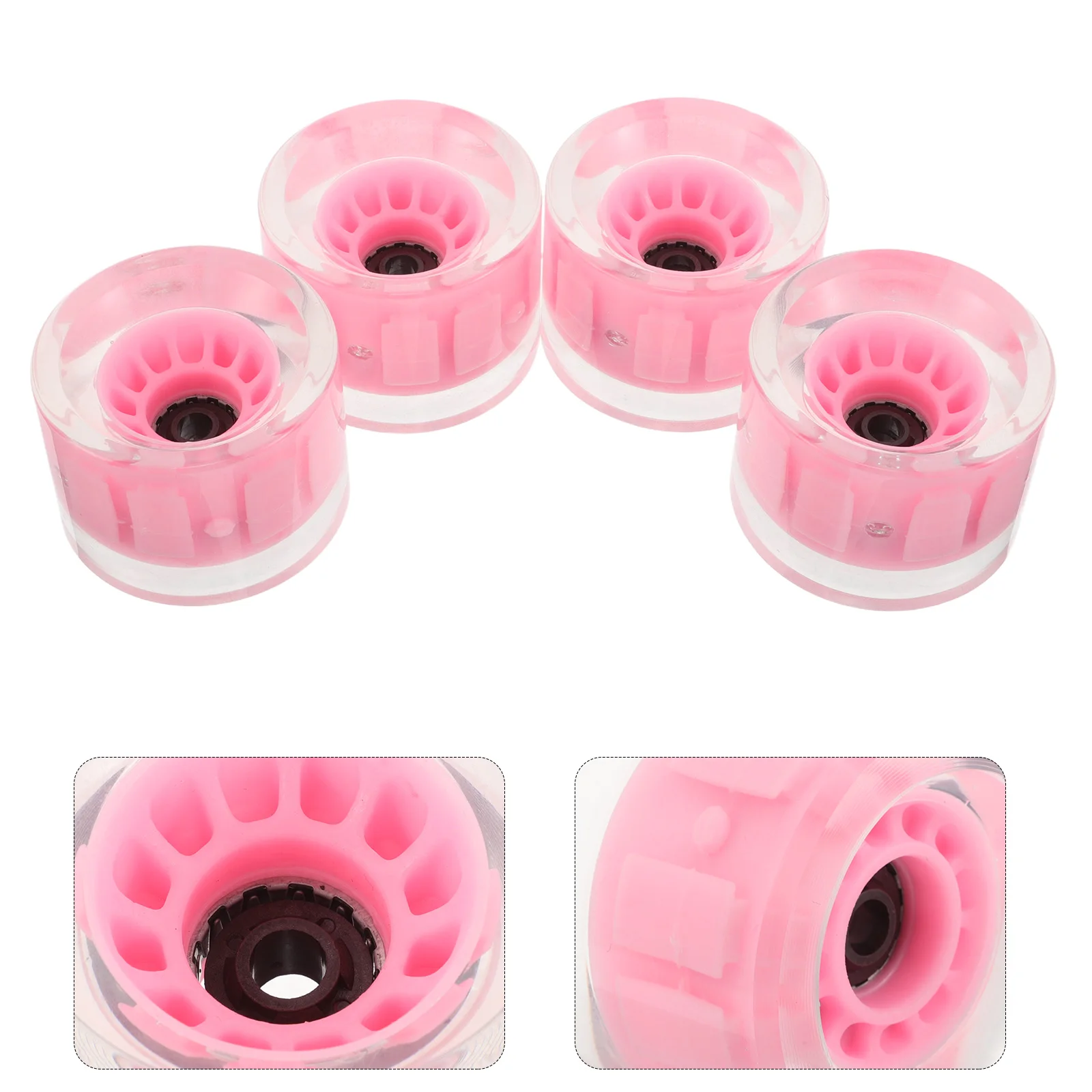 

4 шт., колеса для лонгборда с подсветкой, сменные колеса из искусственной кожи для скейтборда, гладкие уличные круизирующие колеса, повышенная стабильность, розовая подсветка