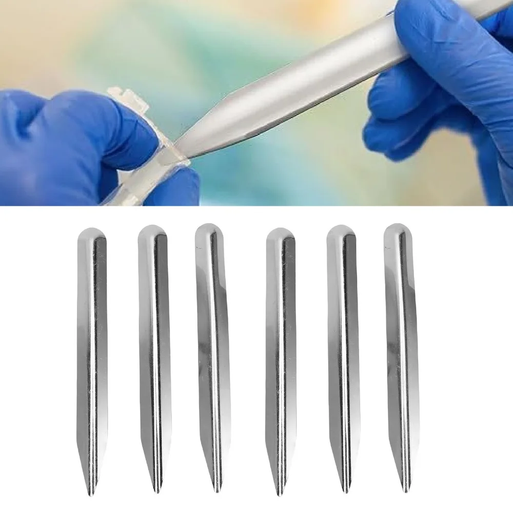 6Pcs Portable Rounded Pointed Ends Laboratory Spatula Set Curved Metal Bead Scoop Double Ended Spatula Scooping