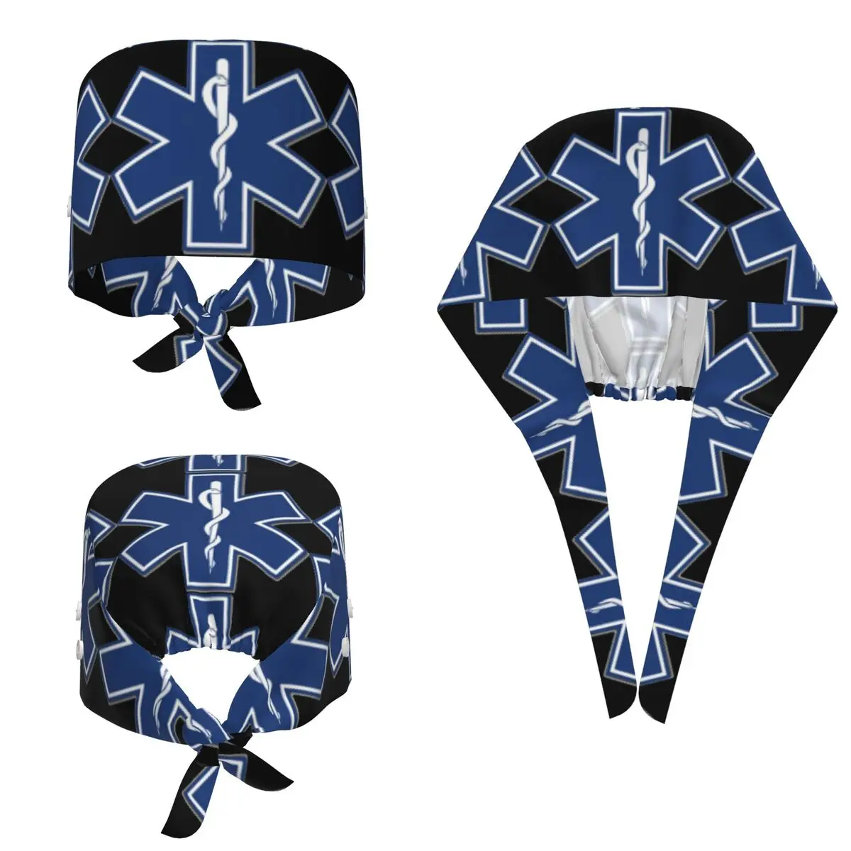 EMT Star Of Life Emergency Medical Scrub Hat Doctor Working Surgical Cap Men Women Adjustable Nursing Caps for Dentist