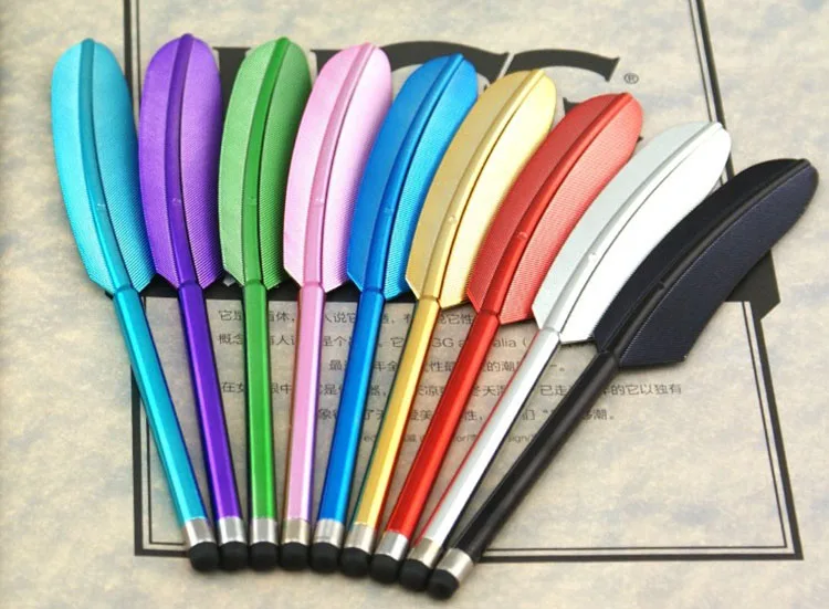 500pcs Feather Capacitive Stylus Touch Screen Pen for iPhone Samsung Mobile Phone Tablet PC Novelty Item New Design