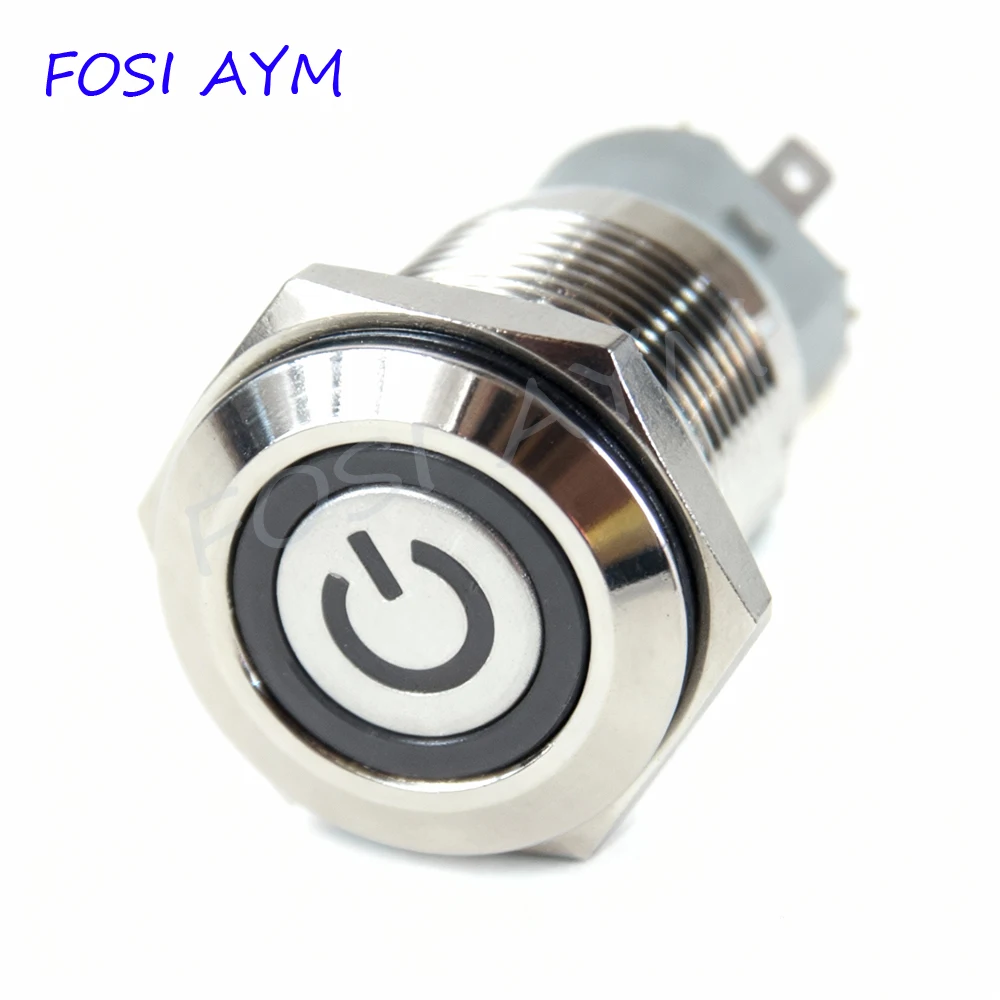 

Orange color16MM Angel Eye Switch Stainless Steel Ring Lock Switch with Light 220V Waterproof Explosion-proof Push Button Switch