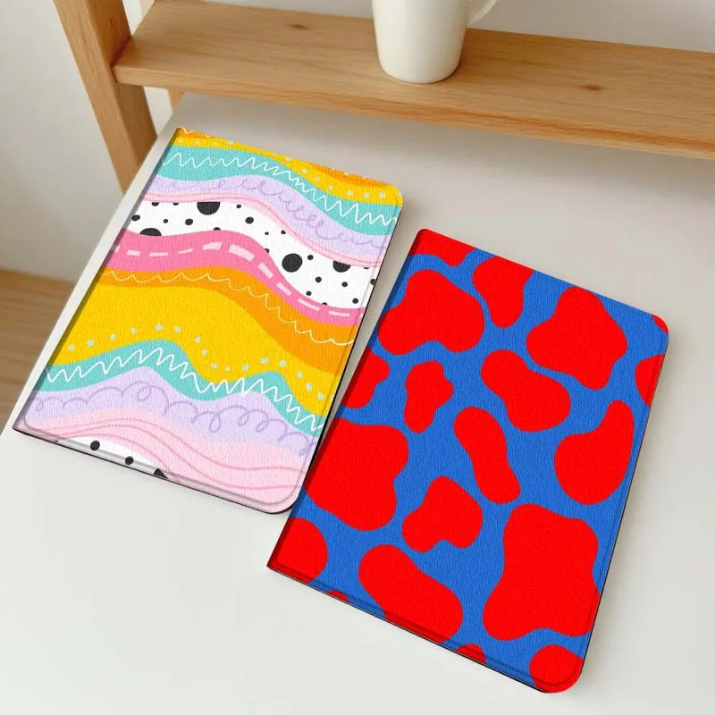 

Cartoon Wavy Pattern Design Gift Tablet Case For Apple iPad Air Pro mini 1 2 3 4 5 6 7 8 9 11 M2 M3 M5 M4 5th 6th 7th 10th 11th
