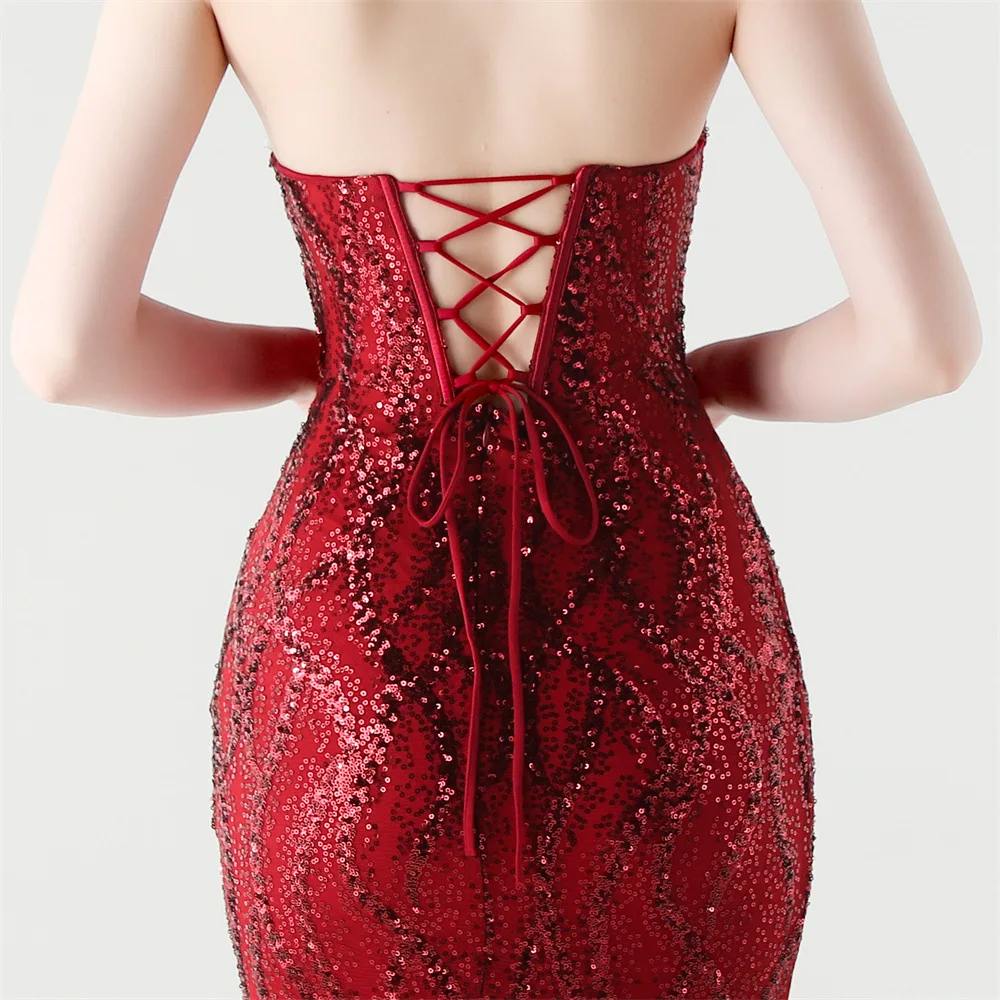 DEERVEADO 10 Colors Elegant Mermaid Sweetheart Sequins Evening Dress for Woman Chic Formal Dress Prom Party Maxi Dresses image 5