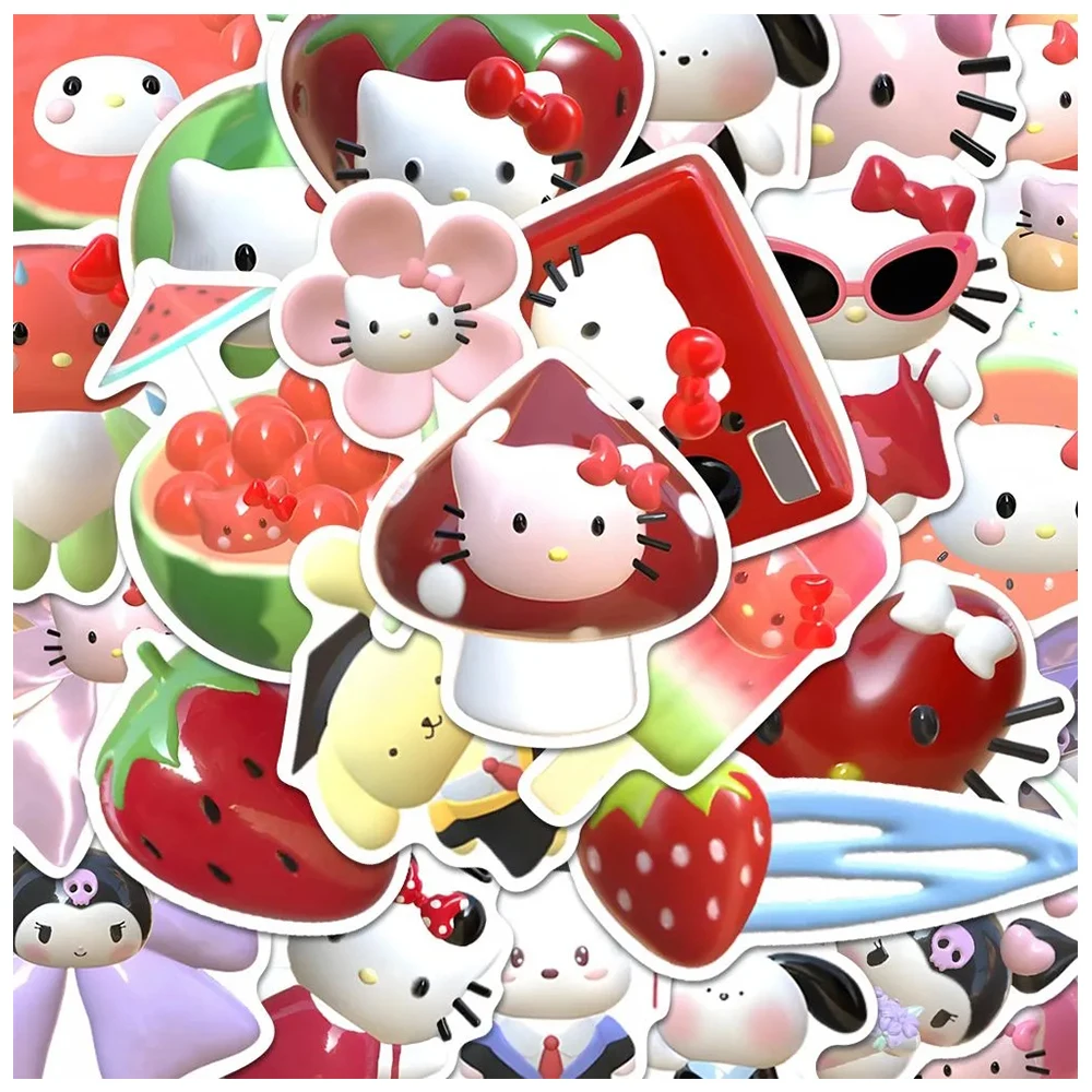 10/30/56pcs Cute Hello Kitty Kuromi My Melody Stickers Kawaii Girls Anime 3D Sanrio Decoration Decals Cartoon Stickers for Kids