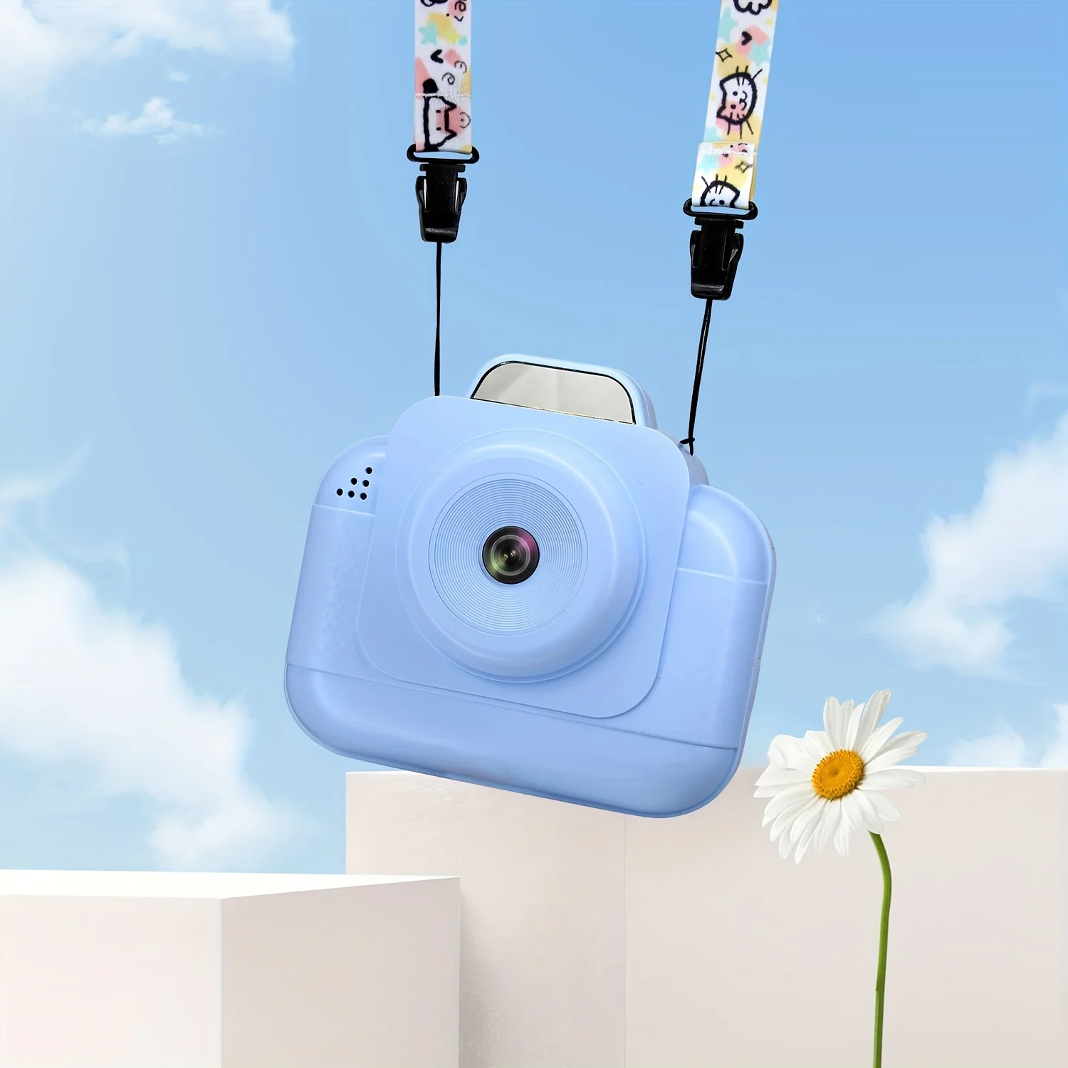 Portable photo printer (blue) with rechargeable battery and 4 rolls of thermal paper /1g card-instant photo printing view 6