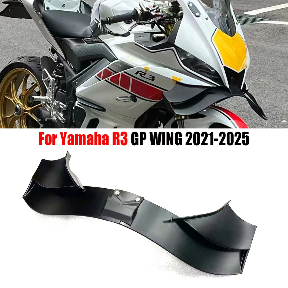 

For YAMAHA R3 2021-2025 motorcycle abs black GP WING DOWNFORCE NAKED FRONTAL SPOILERS R3 Front spoiler Lower spoiler lower lip