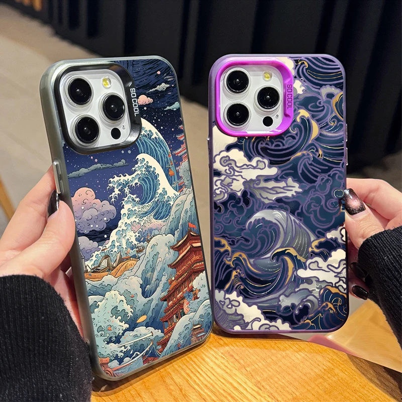 Чехол для Xiaomi Redmi Note 14 12 13 11 Pro Plus 4G 5G 12S 11S 10S 10 9 9S 12C 13C 14C A3 A4 Роскошный чехол-бампер Great Blue Wave