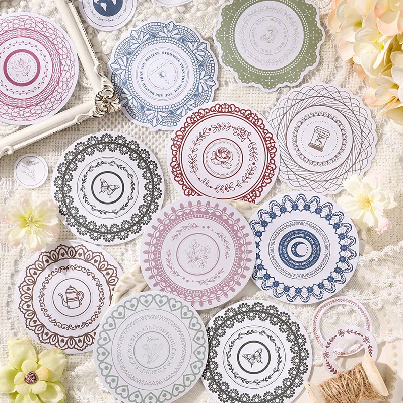 20pcs Kawaii Stationery Stickers Flower Language Lace DIY Craft Scrapbooking Album Junk Journal Happy Planner Diary