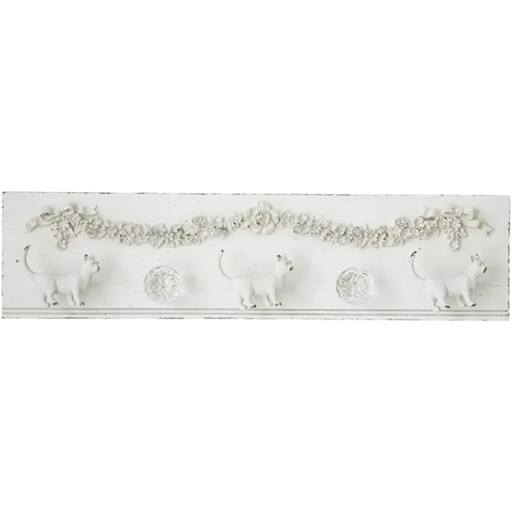 

French Country House Wall Rack with 5 Decorative Hooks,Vintage Wood Wall Mounted Coat Rack for Home Decor,Distressed