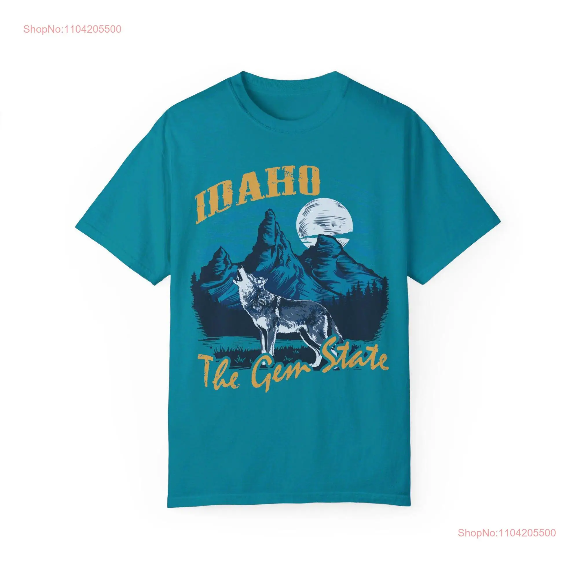 Vintage Idaho The Gem State T shirt Sawtooth Mountain Moon Wolf Apparel Souvenir long or short sleeves