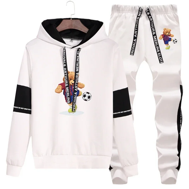 Student Set 2024 New Trend Anime Sports Bear Autumn and Winter Leisure Set Men\'s Long Sleeves Clothes for Men Tracksuit Men
