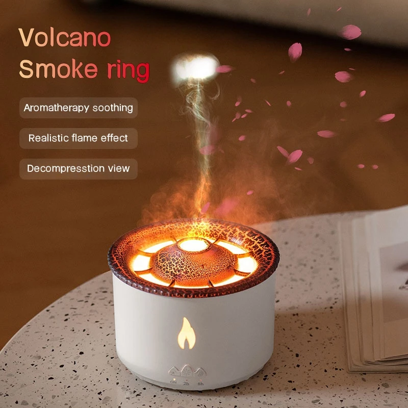 

360ml Volcanic Flame Aroma Essential Oil Diffuser Jellyfish Smoke Ring Air Humidifier Ultrasonic Atomizing Sprayer Home Purifier