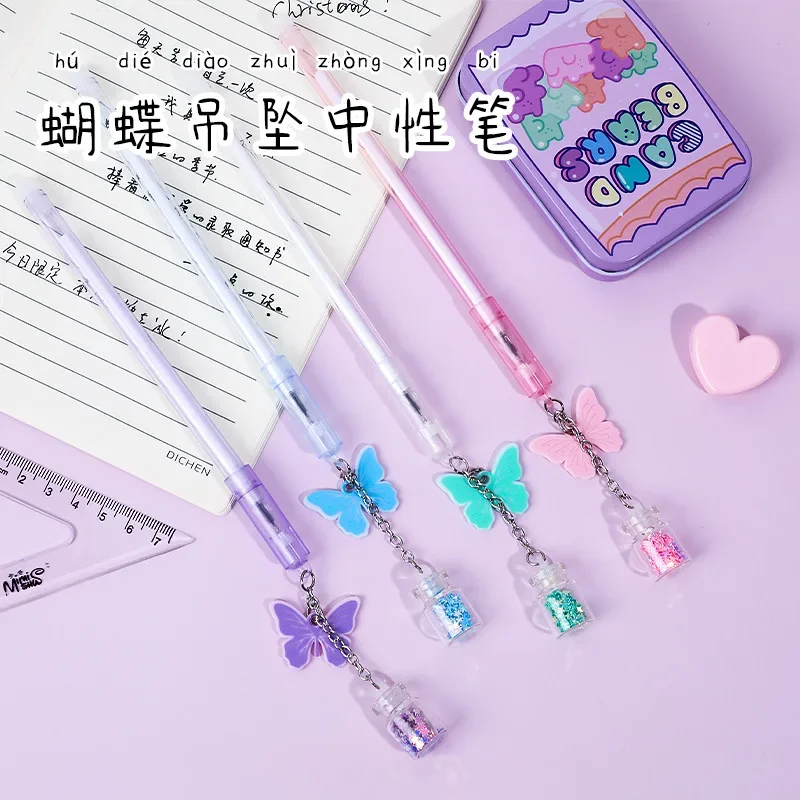 

50PCS Cute Butterfly dant Rollerball Korean Stationery Girl Heart dant Student Signature Black Ink