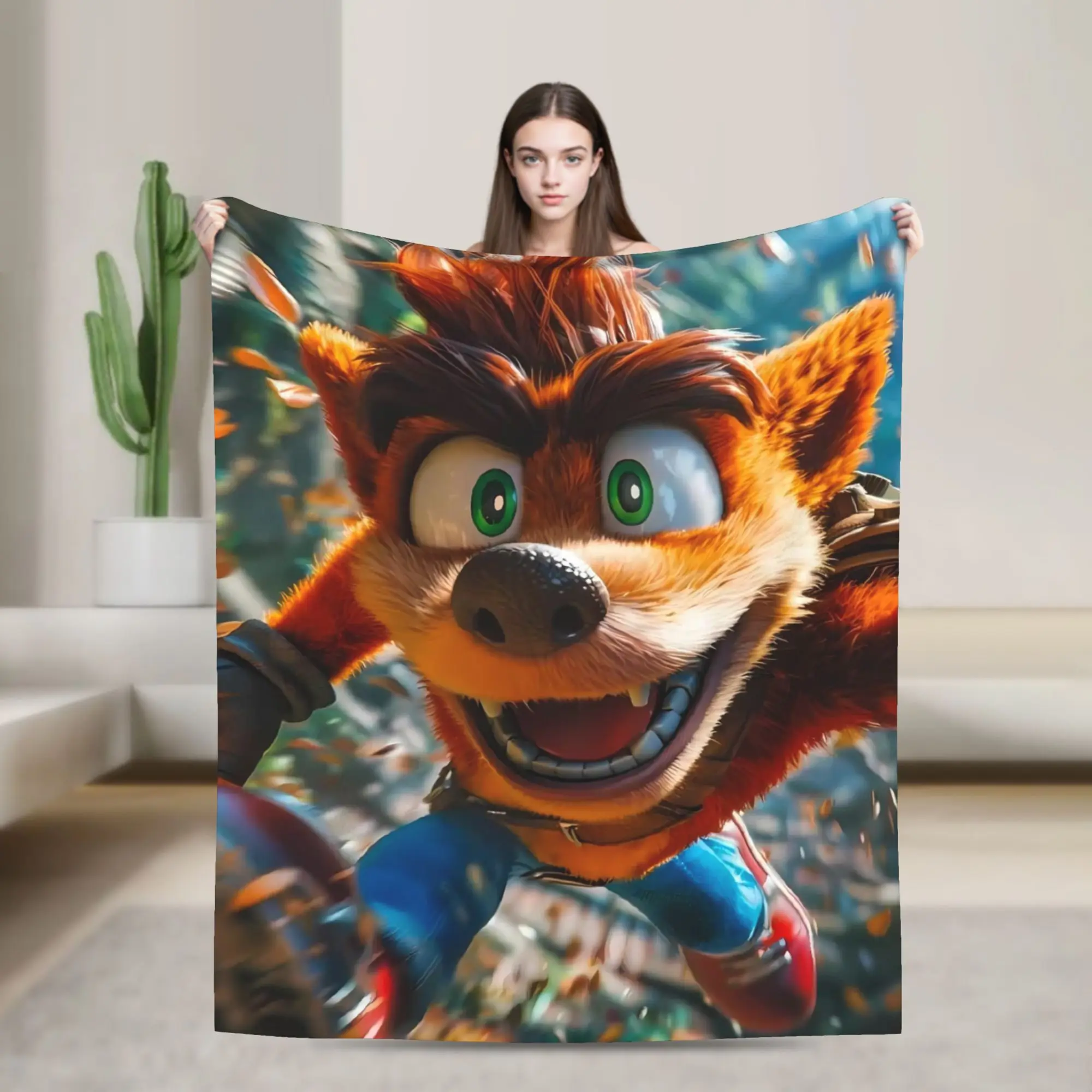 Super Soft BlanketStudents Travel Crash Bandicoot Face Shot Throw Blanket  Flannel Bedspread For Living Room Sofa Bed Cover