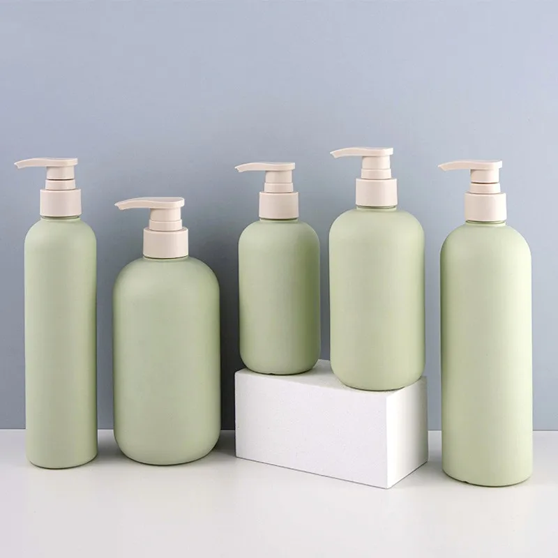 200/250/300/400/500ml Green Empty Plastic Pump Lotion Shampoo Bottle High-End Cosmetics Refillable Bottles Bathroom Storage Box