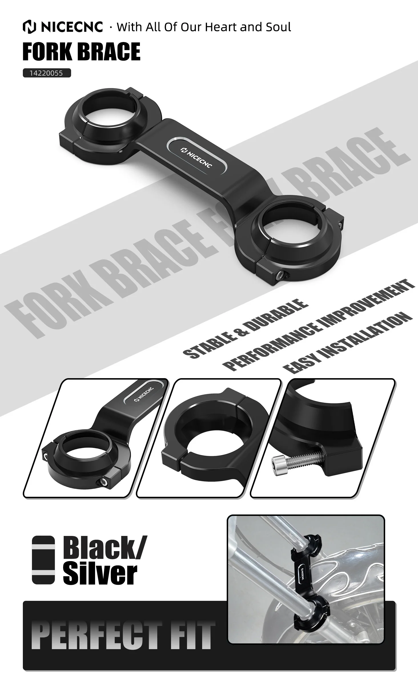 NICECNC Vorderradgabelstrebe für Harley Sportster Iron 883 XL883N 1200 XL1200NS Sportster 883 XL883L Sportster 1200 XL1200C Dyna Low – Detail 10
