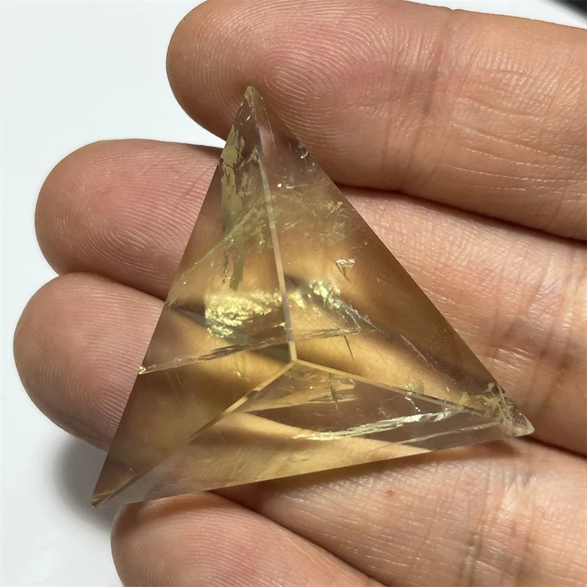 New Arrival !  Natural citrine Crystal Tetrahedron Pyramid 4 Faces 6 Edges Handmade Pyramid Reiki Healing