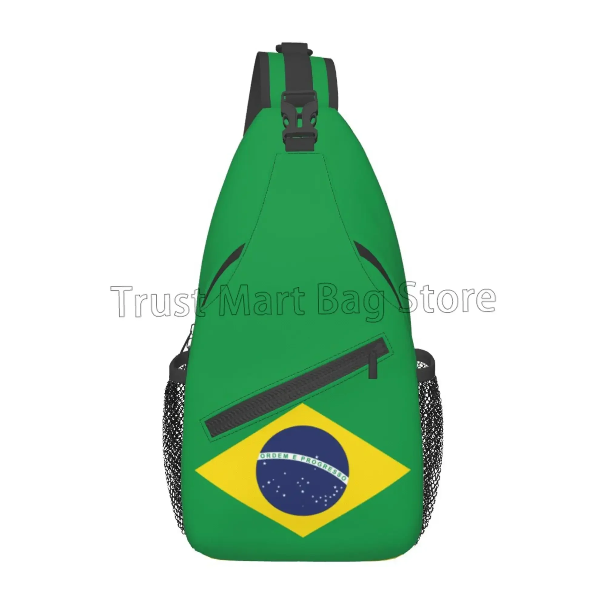 Brazilian Flag Print Chest Bags Brazil Flag Sling Bag Travel Hiking Sports Crossbody Backpack Lightweight Daypack for Men Women