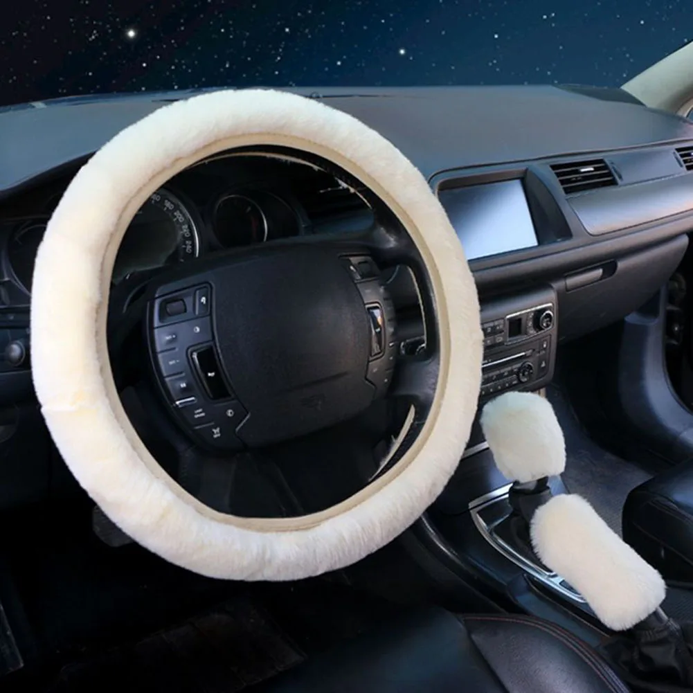 Cover Steering Wheel Thick Unisex 3Pcs/set 38cm/14.96inch Faux Wool Fur Fluffy Soft Wool High Quality Brand New