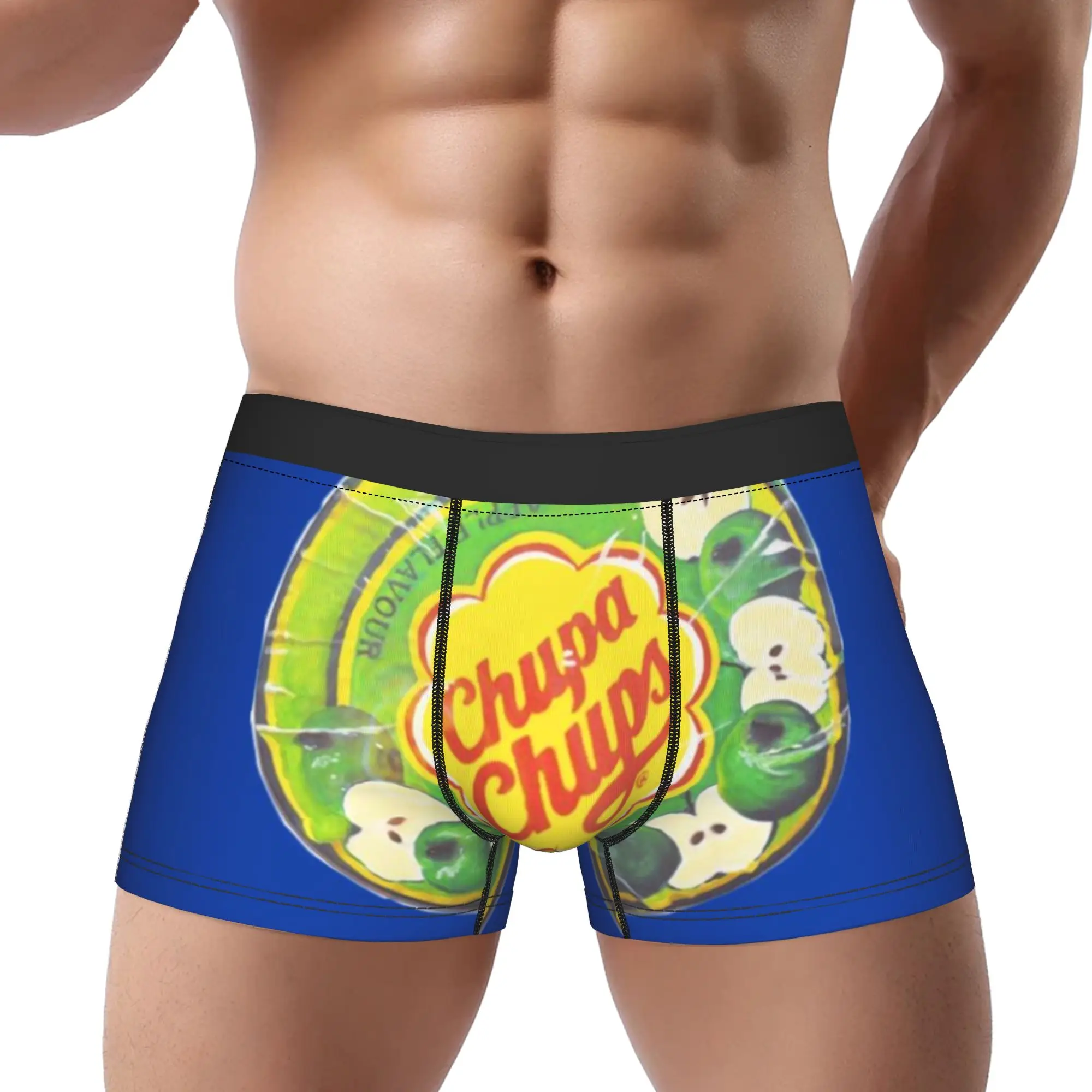 Calzoncillos Chupa Chups de color azul oscuro, bragas transpirables, ropa interior para hombre, pantalones cortos estampados, calzoncillos tipo bóxer