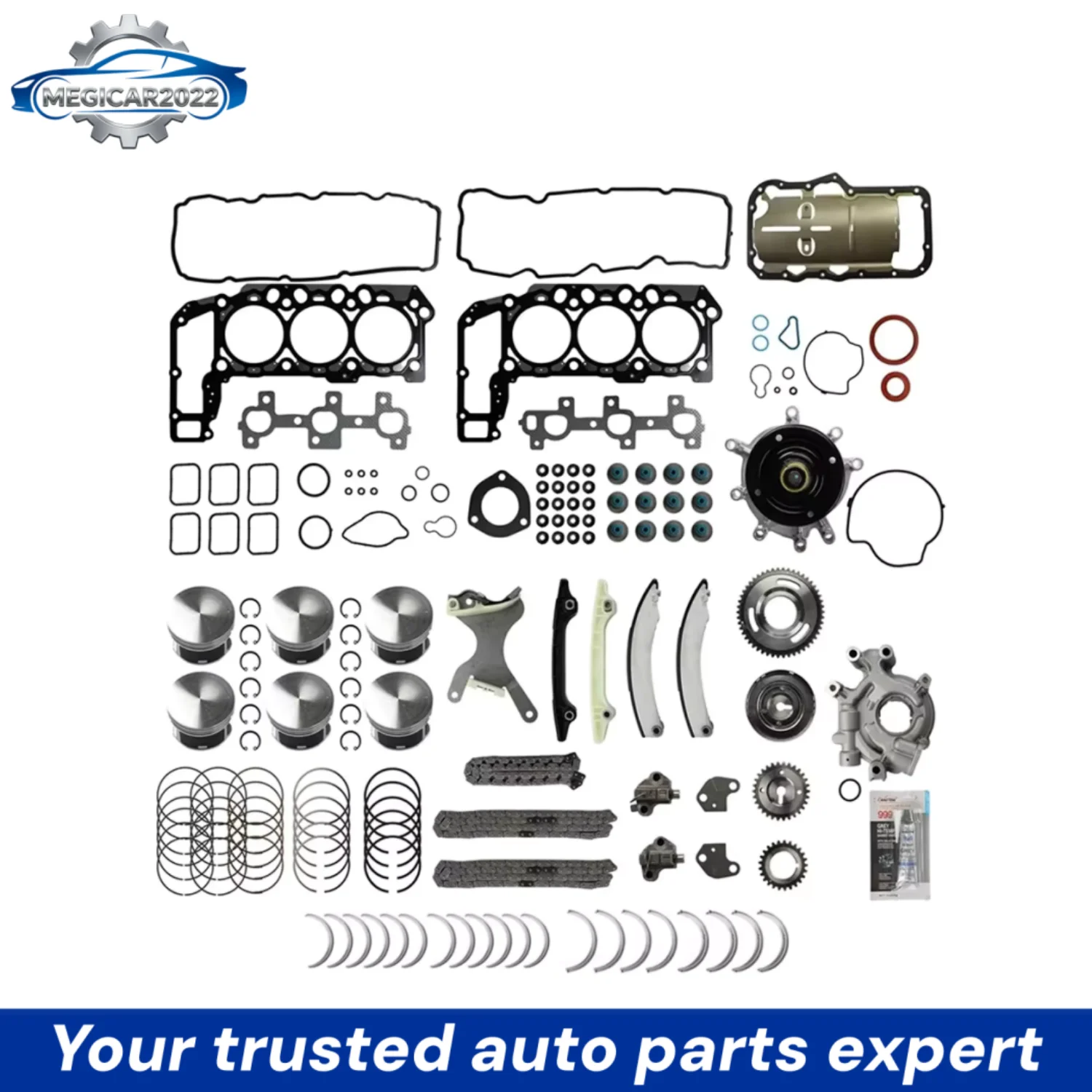 Kit de Reconstrucción de Motor Compatible con 3.7 L V6 GAS para Dodge Nitro, Jeep Grand Cherokee, Liberty, Durango, Dakota, Ram 1500, Dakota 3.7L, 2005-2012