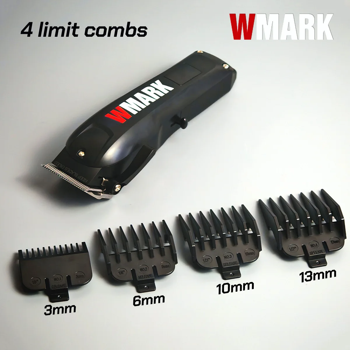 WMARK NG-1005 مشابك شعر للرجال طقم ماكينة قص الشعر اللاسلكية شفرة فولاذية غير قابلة للشحن ماكينة تشذيب الشعر للعائلة