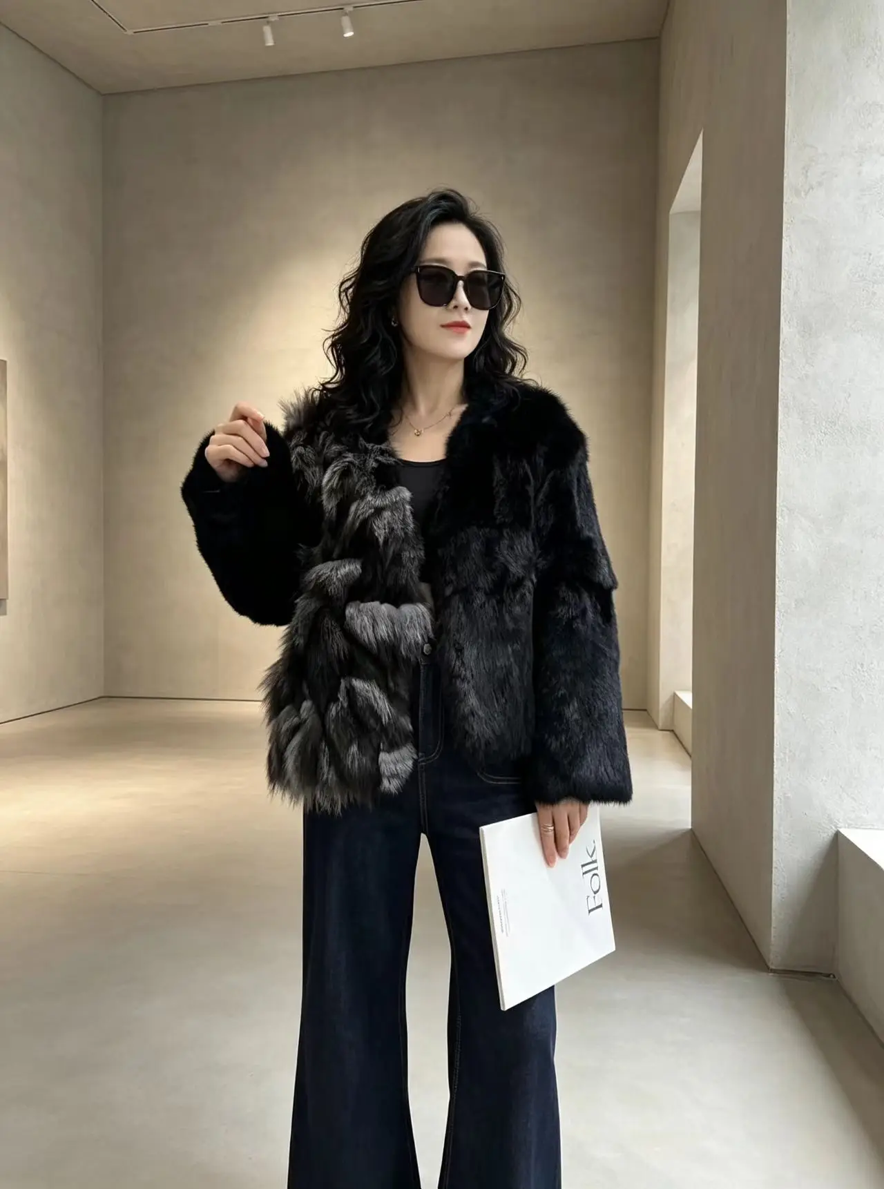 Real Rex Rabbit Fur Coat Women Autumn Winter Spliced Fox Fur Jacket Thick Warm New Elegant Female Warm Outerwear