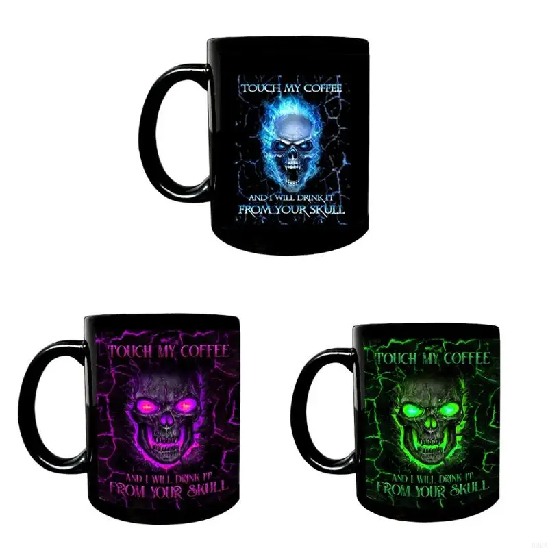 

896A Funny Coffee Mug for Touch Coffee I Will Drink It Skull 11oz Ceramic Tea Cup for Men Women Halloween Birthday Gift