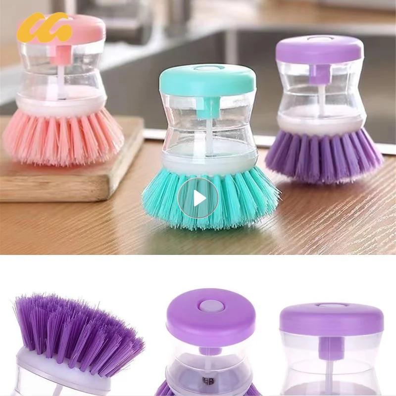 Kitchen Cleaning Brush Pot Dish Brush With Washing Up Liquid Soap Dispenser 2 In 1 Long Handle Cleaing Brush Dishwashing Brush