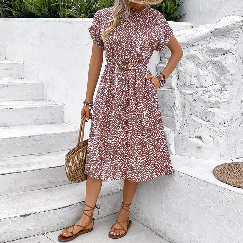 

Women Clothing Female Dress Streetwear Y2k Floral Midi Vintage Chic And Elegant Summer Casual Women Dresses