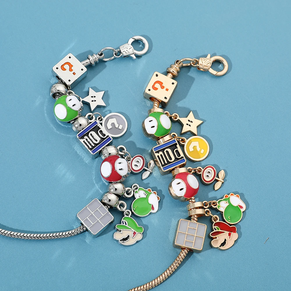 อะนิเมะ Kawaii Hello Kitty สร้อยข้อมือ Charms ลูกปัดโลหะทําชุดเด็กของขวัญเครื่องประดับอุปกรณ์เสริม