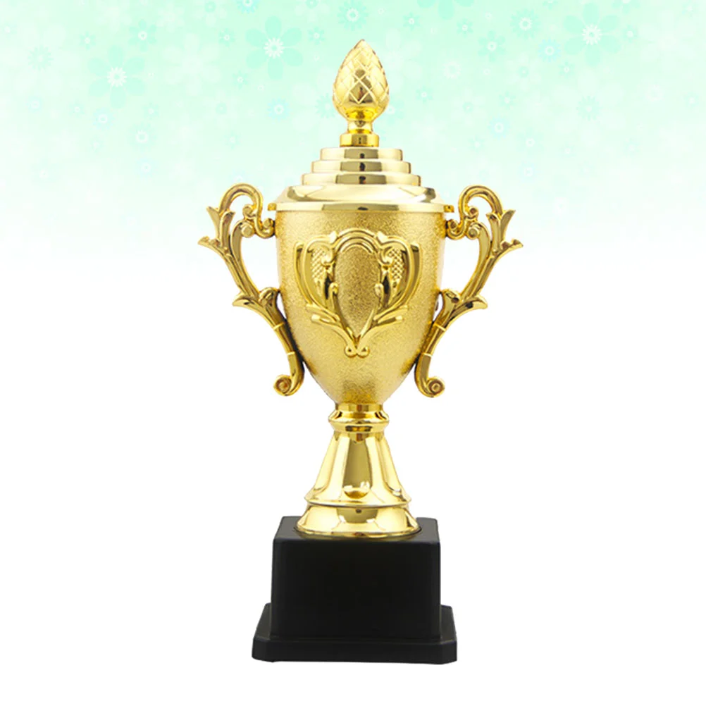 

Golden 24cm Mini Award Trophy Plastic Reward Prizes Decor Competition Gift Awards Trophy with Black Base