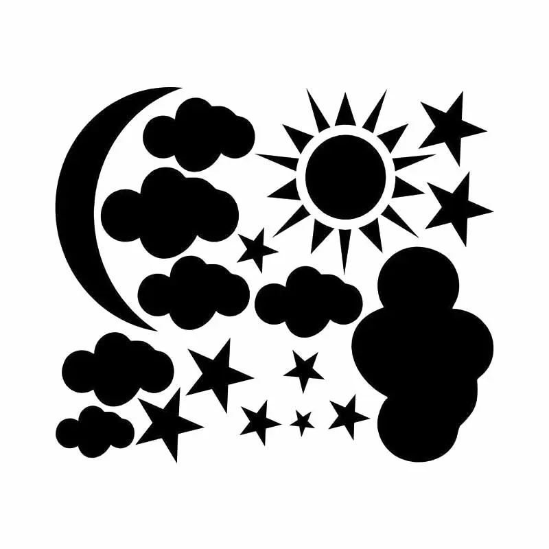 Creative Moon Star Sun Cloud Fashion Boutique Sticker PVC High Quality Bumper Body Window Waterproof Beautiful Decorate Decal