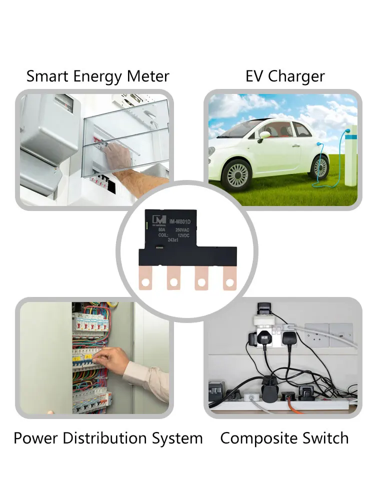 IM-M801D UC3 60A 220VAC 12V Coil Smart Meter 2 Phase Magnetic Immune Latching Relay with Motor Driven