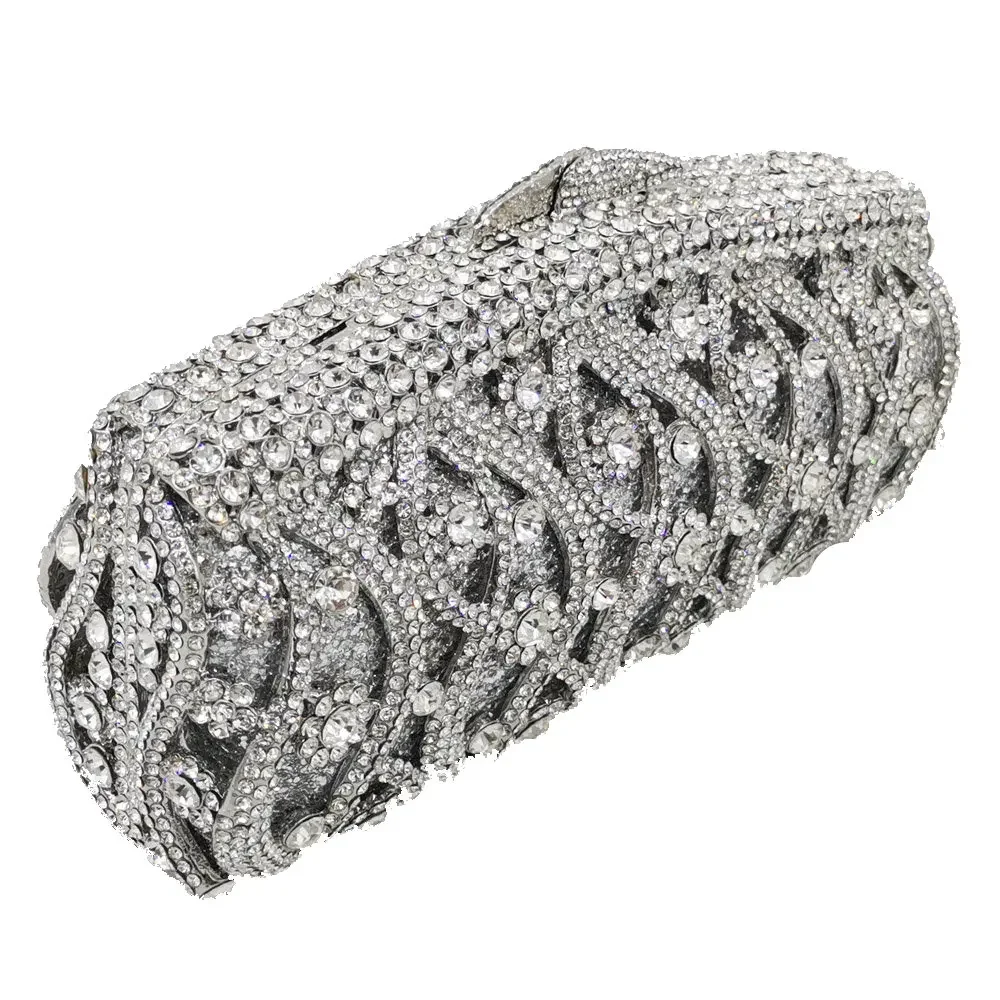 Boutique De FGG (in stock) Crystal Women Clutches Evening Bags Wedding Party Cocktail Metal Minaudiere Diamond Handbag and Purse