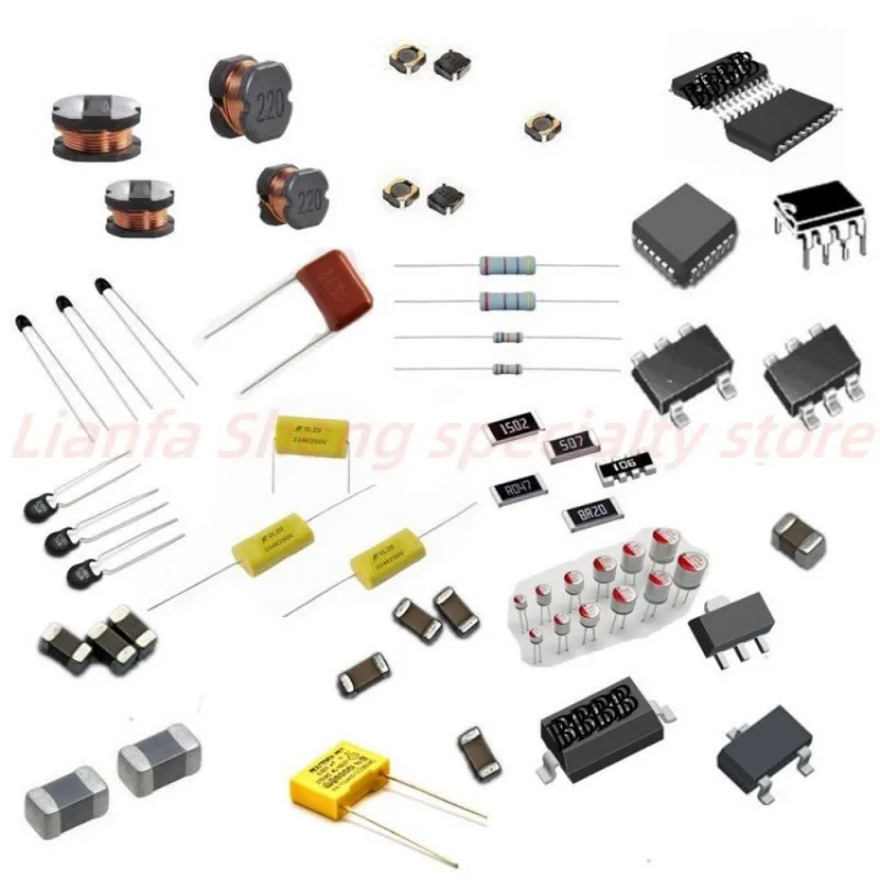 Resistors, capacitors, diodes, ICs, electronic components