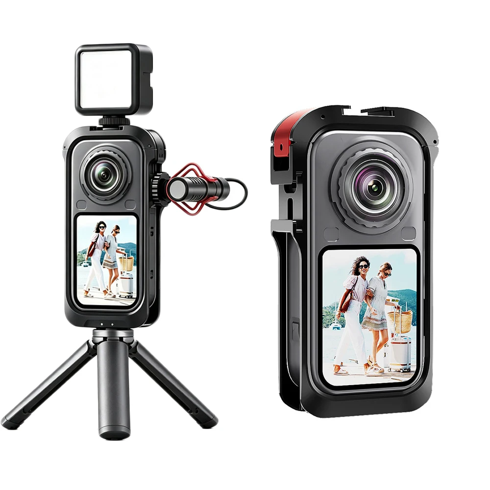 Aluminum Alloy Cage for Insta360 X6 Cold Shoe Mount Quick Release for Action Camera Accessory