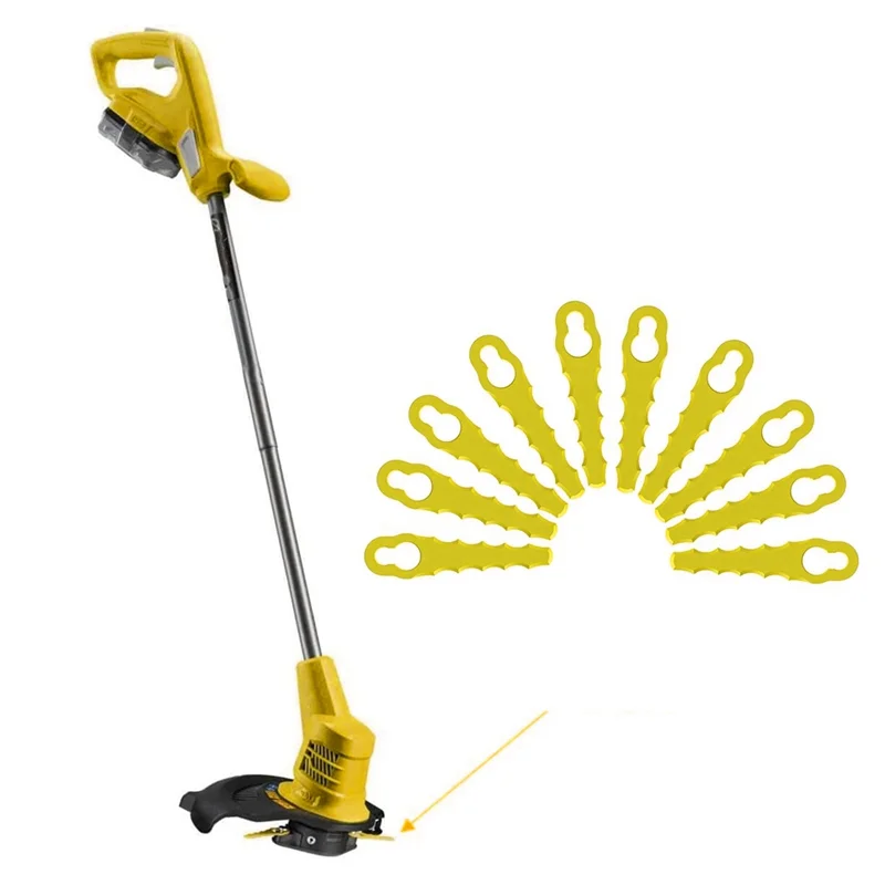 Lâminas de plástico de 10 unidades para cabeças serrilhadas de lâmina dupla – adequadas para aparadores de borda Rac155 e Rac157-Rac158 e lâmina