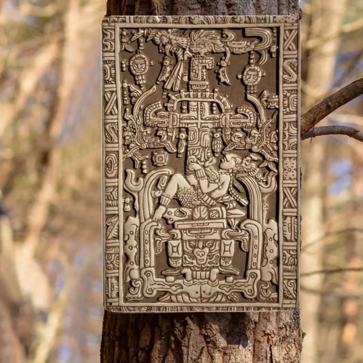 Ancient Astronaut Sarcophagus Lid Pakal Maya Metal Tin Signs Custom Vintage Plaques for Pub Cafe Yard Man Cave Bar Home Decor