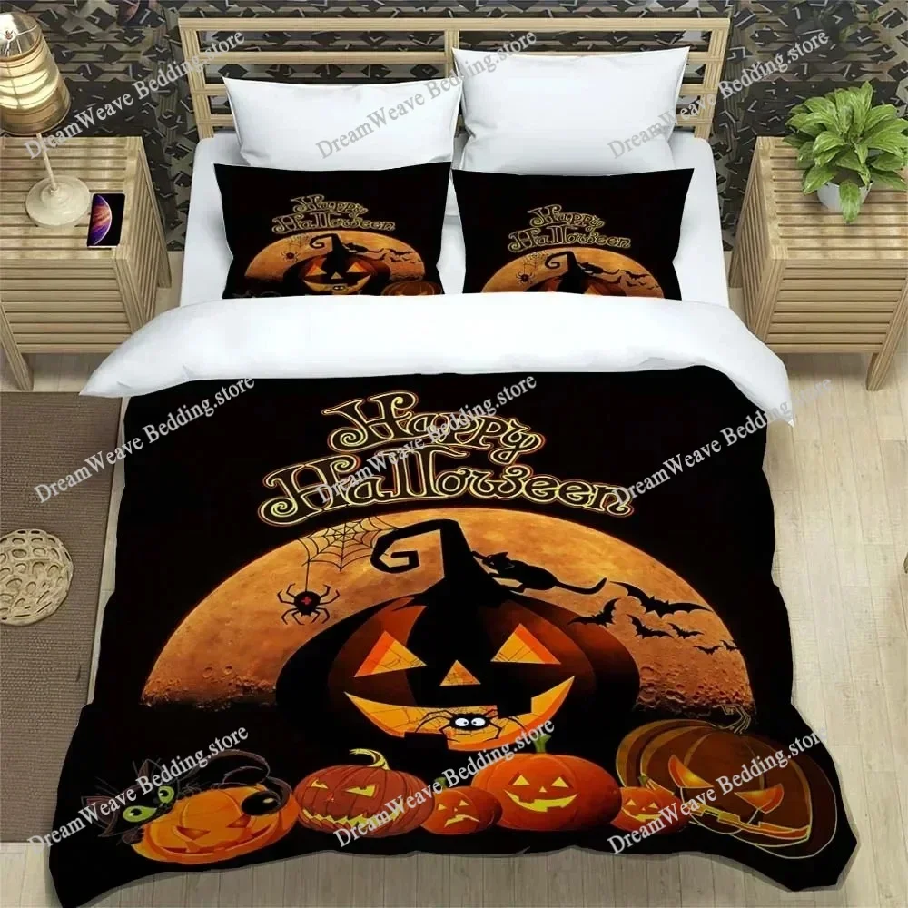 

Halloween Duvet Cover Queen King Cartoon Pumpkin Comforter Cover Lantern Bedding Set MicrofiberGhost Quilt Cover for Boys Girls9
