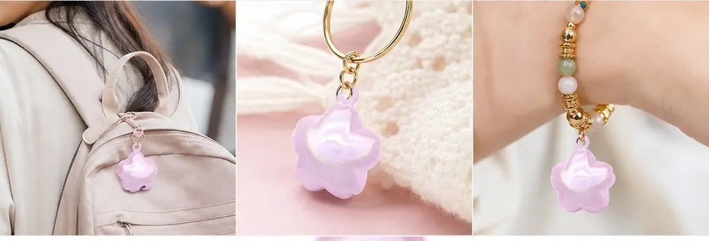 Cherry Blossom Water Bell Pendant – Leakproof Copper Hanging Bell for DIY Keychain, Backpack Charm, Festival Gift