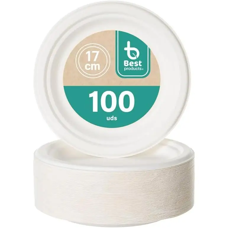 C.A | Platos de Caña de Azúcar Ecológicos 🌿 | Desechables, Biodegradables y Compostables | Para Fiestas, Cumpleaños y Comuniones