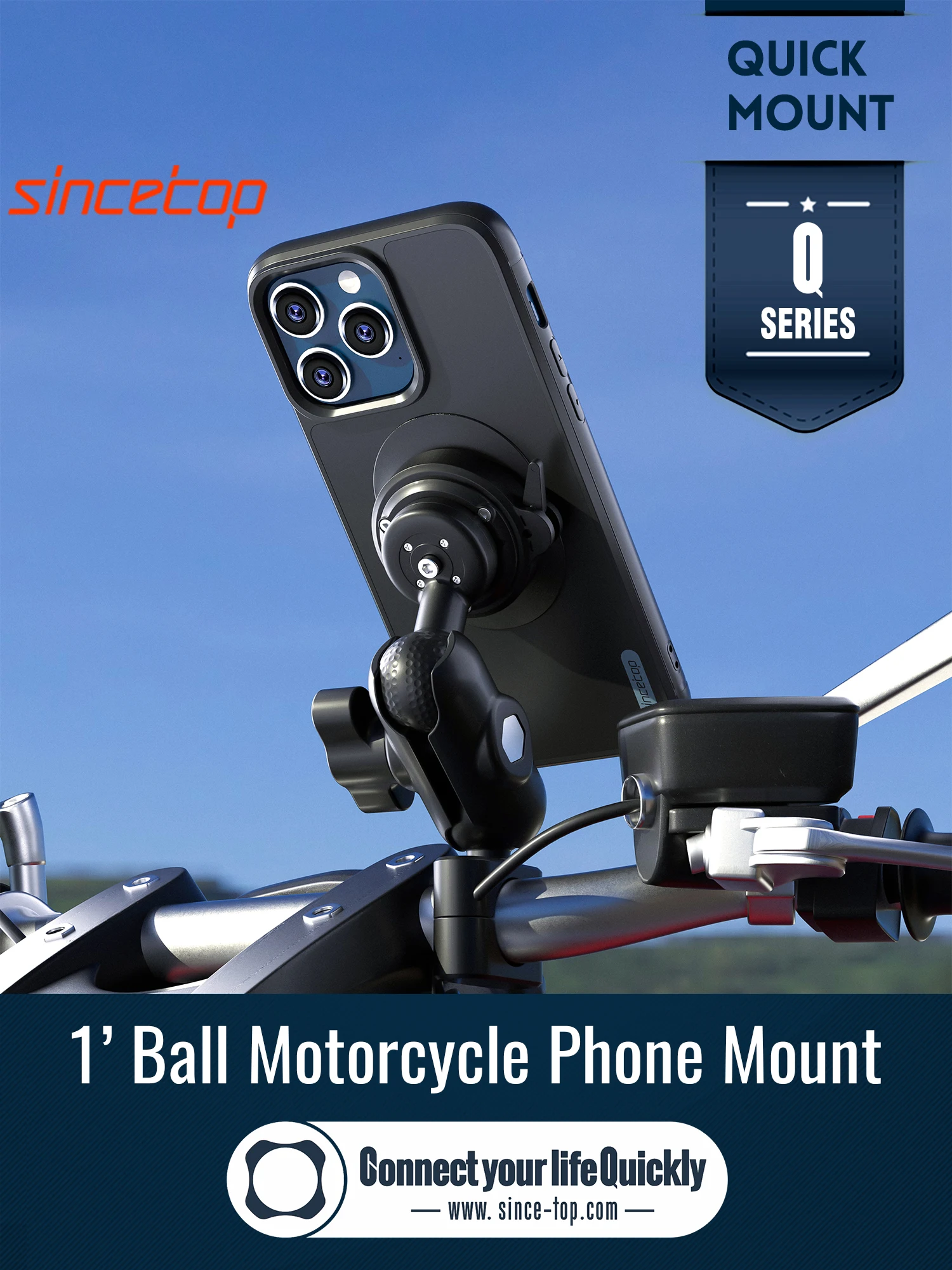 

Универсальный 1-дюймовый шариковый держатель для телефона для мотоцикла, гнездо руля для двигателя, быстрое крепление, подставка, зажим, кронштейн, серия Q [Quad]