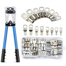 60pcs Assortment Car Auto Copper Ring Terminal Wire Crimp Connector Bare Cable Battery Terminals Soldered Connectors Kit HX-50B