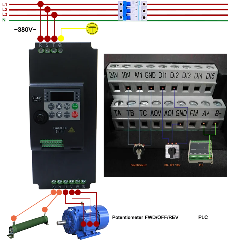 380V 7.5KW/11KW 10HP/15HP VFD Variable Frequency Inverter Economical Converter Variator Drive 3ph for Motor Speed Vector Control