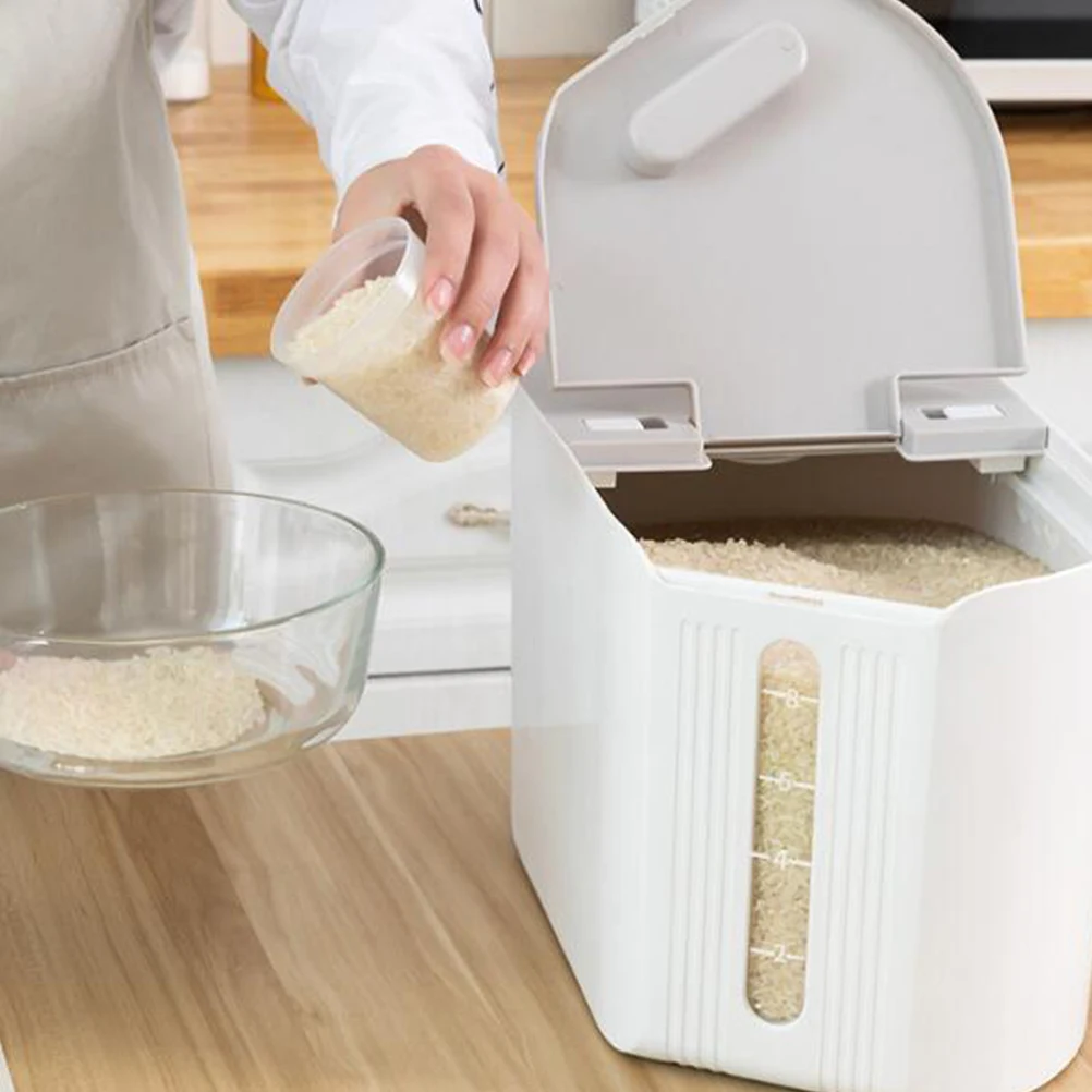 

Rice Box Sealed Bucket Cereals Container Insect Grey Grain Bin for Restaurant