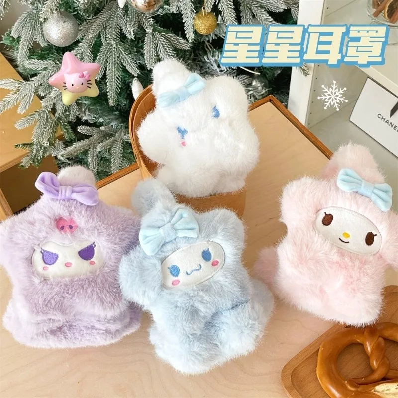 

New Cute Sanrio Plush Earmuffs Kuromi Melody Cinnamoroll Anime Winter Warm Antifreeze Earmuffs Ear Protection Accessories Gift