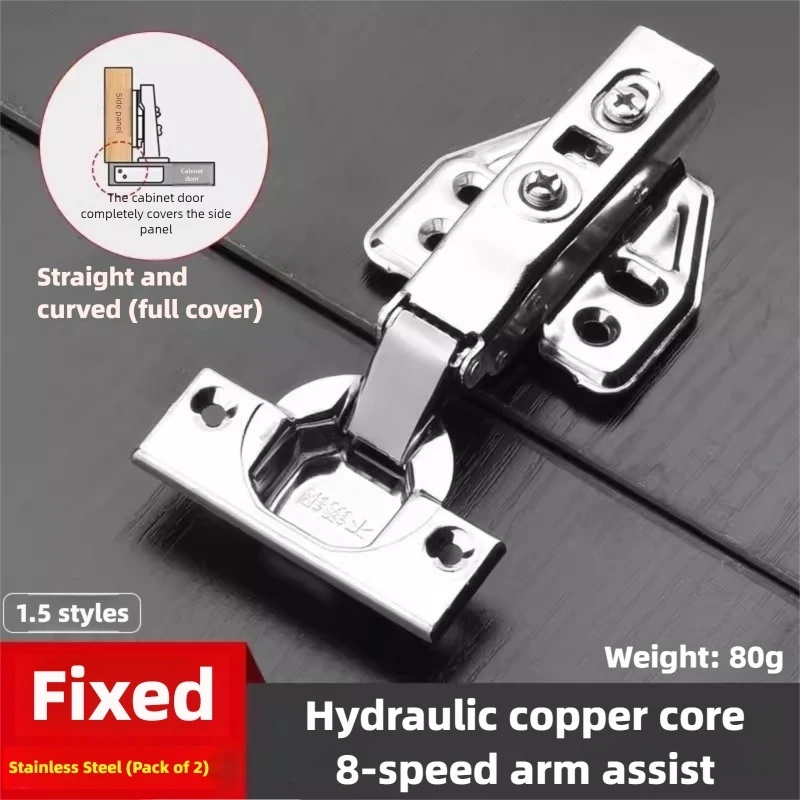 Premium 2Pcs Hinges Cold Rolled Steel Hydraulic Cabinet Door Hinge Damper Buffer, Soft Quiet Closing for all Cupboard Furniture