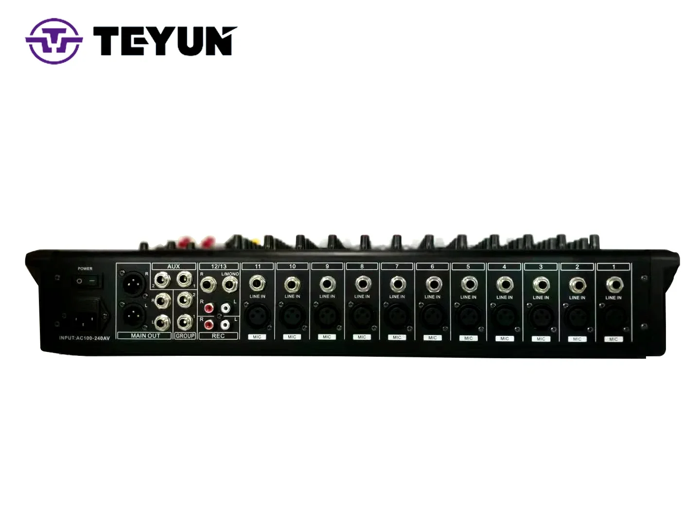 2025 Professional 12-Channel Digital Mixer Sound Speaker Black Metal E12 AUX Communication DC/AC Power for Outdoor